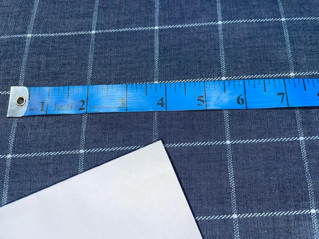 100% Cotton Denim Plaids Fabric 58" wide available in  [ NAVY PLAIDS / /CREAM PLAIDS/] [15067/69/15348/49]