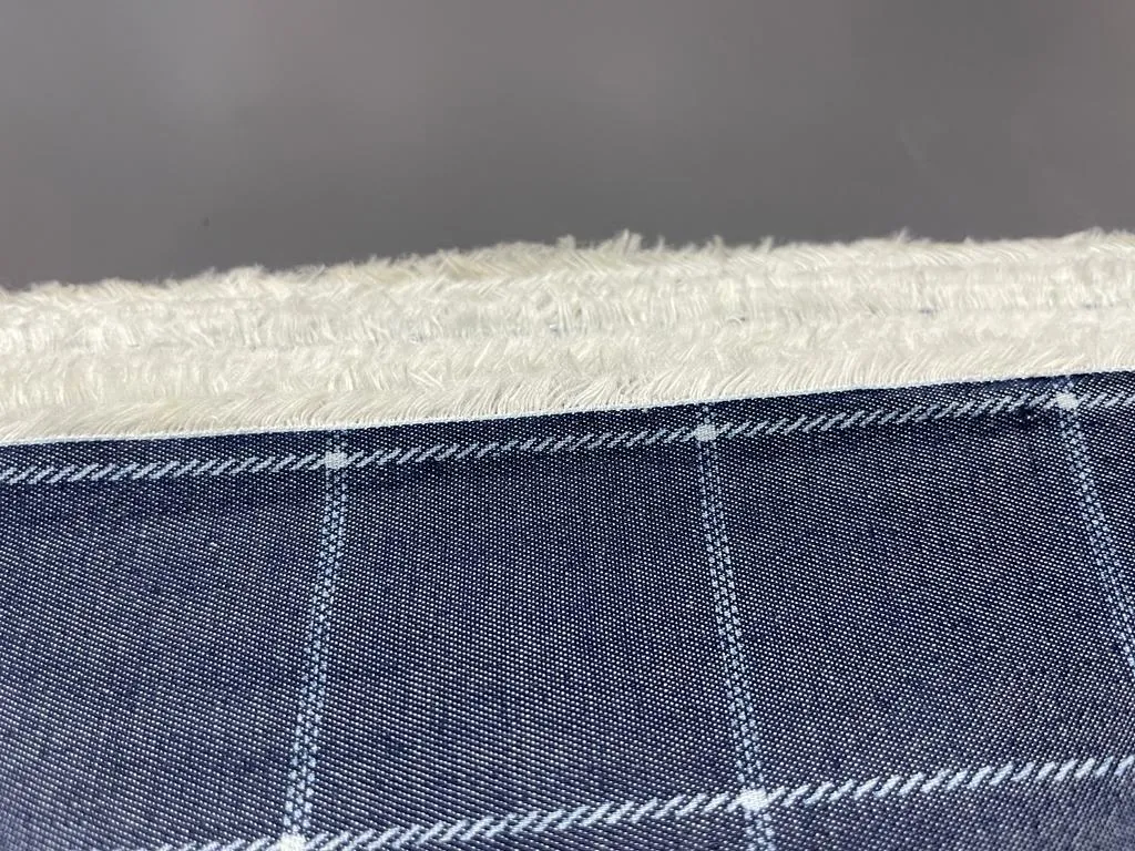 100% Cotton Denim Plaids Fabric 58" wide available in  [ NAVY PLAIDS / /CREAM PLAIDS/] [15067/69/15348/49]