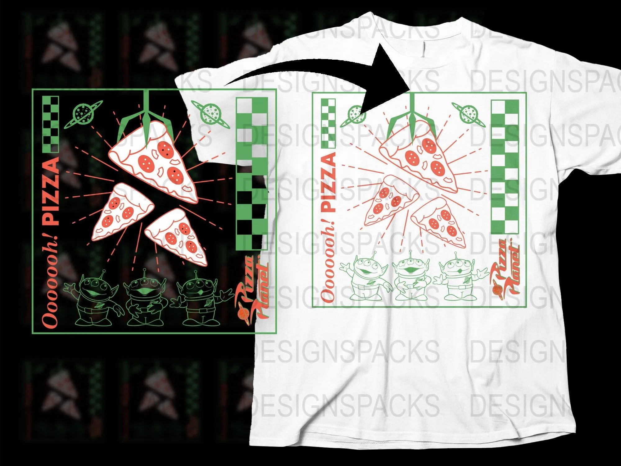 Alien Space Adventure Pizza Planet Png Digital Download
