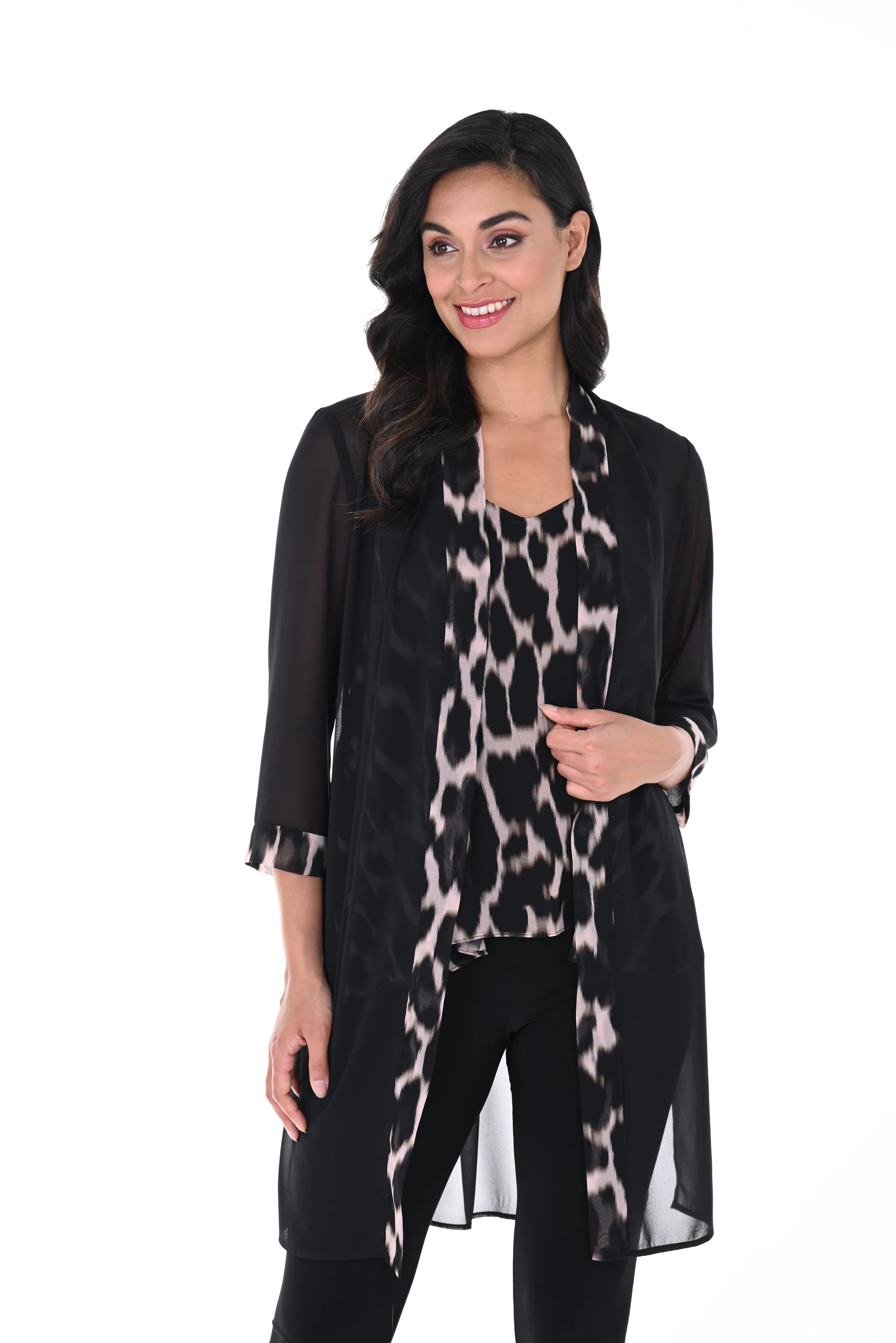 Animal Print Front Tie Cardigan
