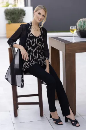 Animal Print Front Tie Cardigan