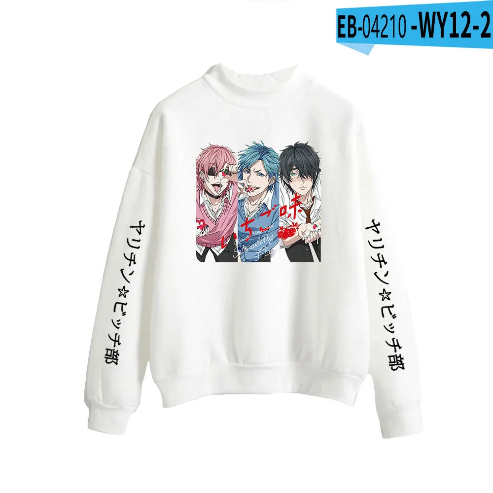 Anime Yarichin Bitch Club Long Sleeve Turtleneck Sweatshirt Tracksuit Sport Casual Oversized Pullover