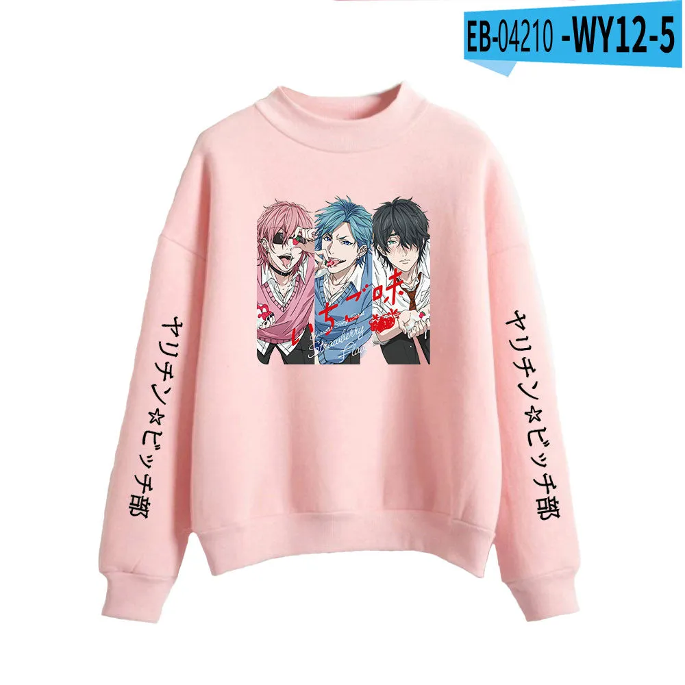 Anime Yarichin Bitch Club Long Sleeve Turtleneck Sweatshirt Tracksuit Sport Casual Oversized Pullover