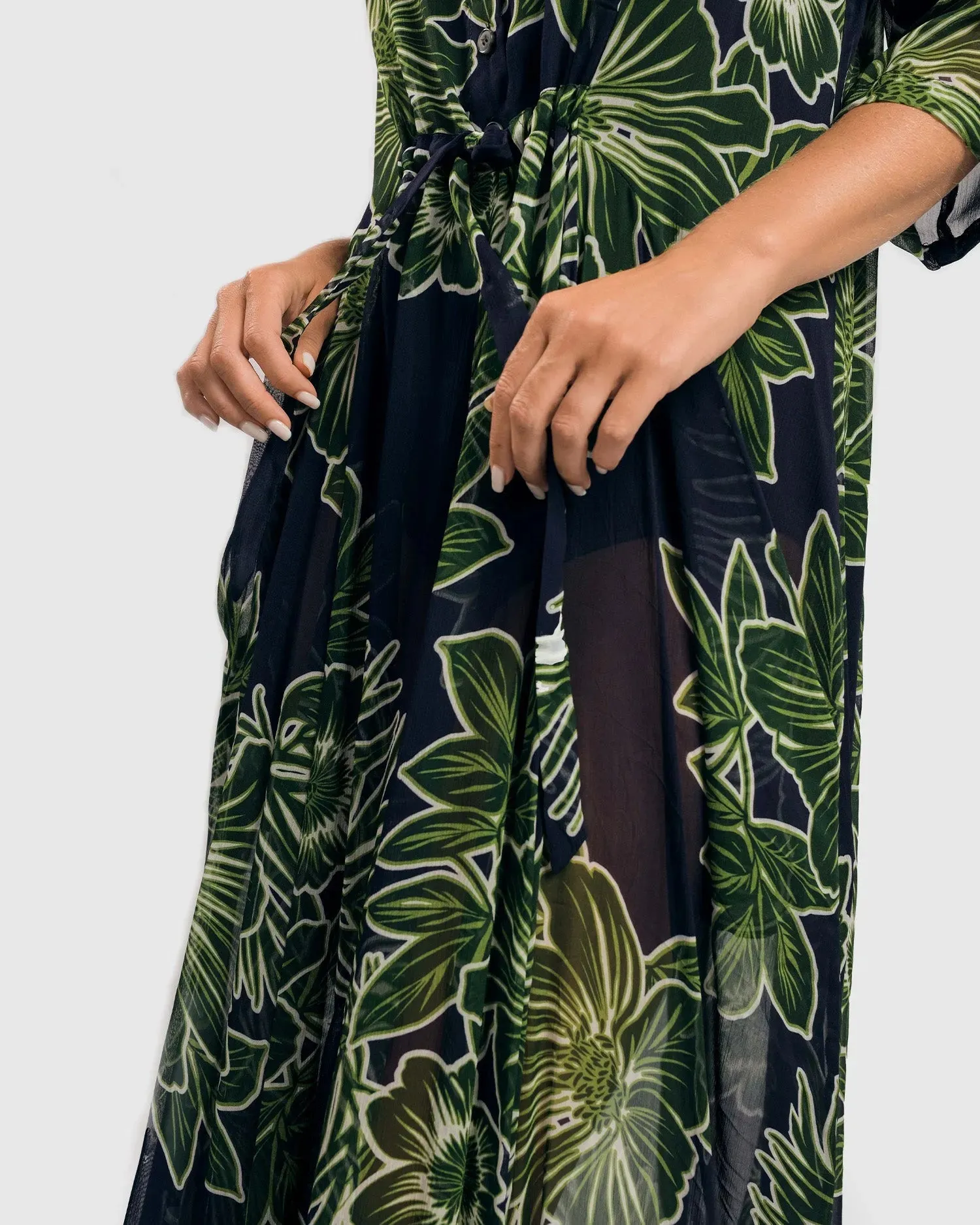 Ava Chiffon Maxi Dress, Royal/green