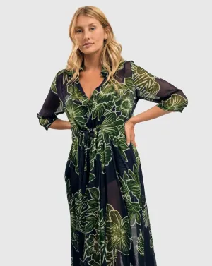 Ava Chiffon Maxi Dress, Royal/green