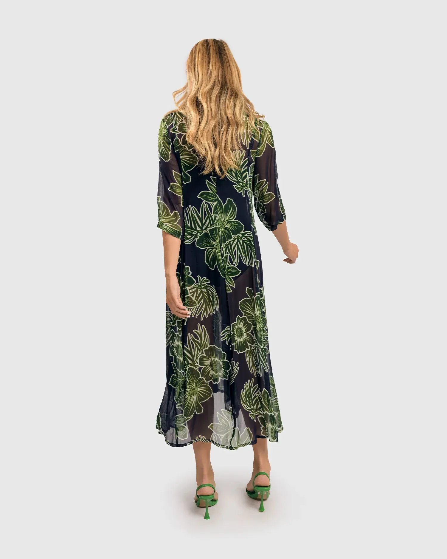 Ava Chiffon Maxi Dress, Royal/green