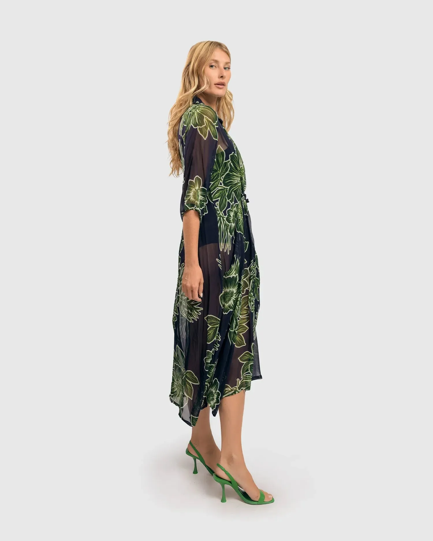 Ava Chiffon Maxi Dress, Royal/green