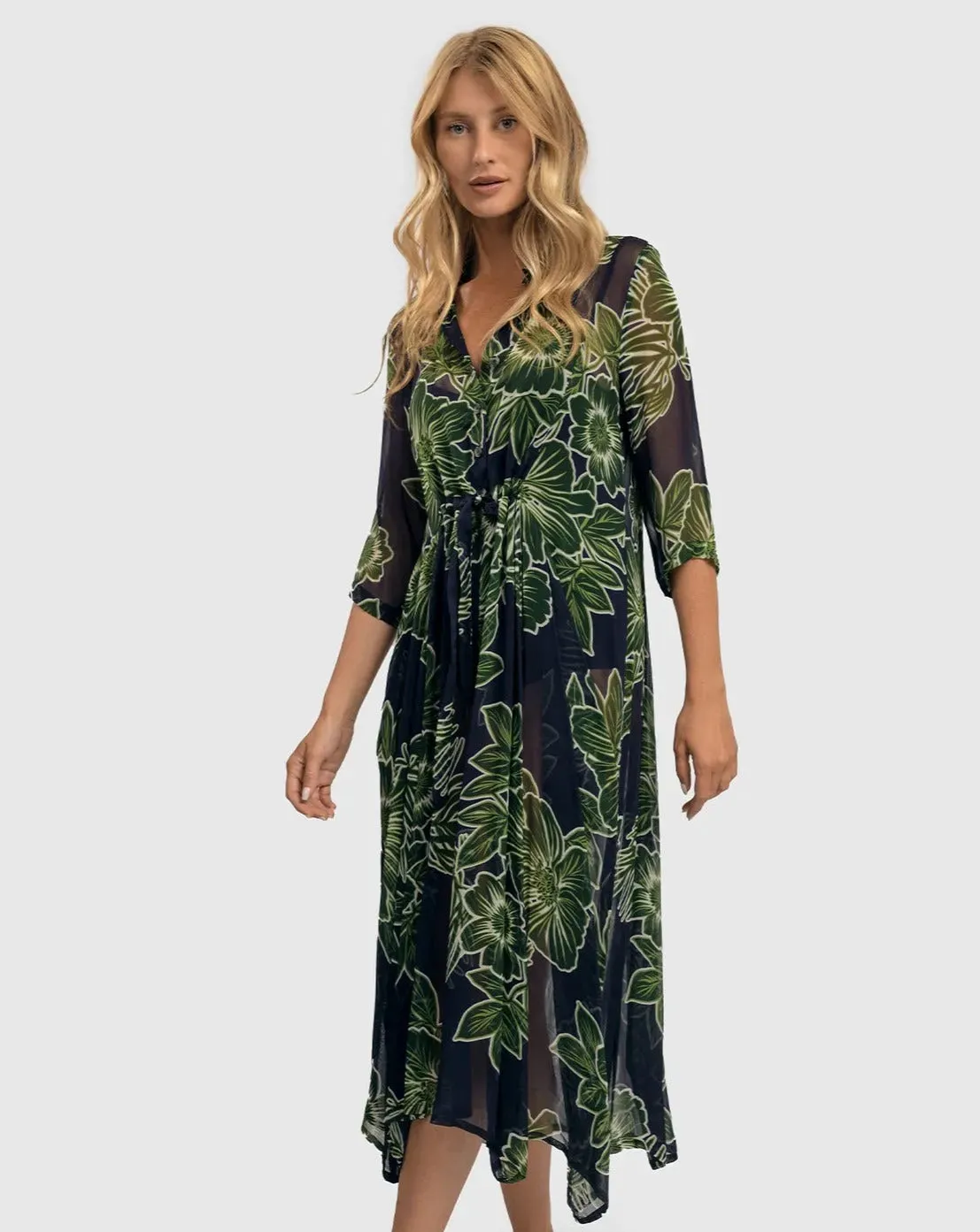 Ava Chiffon Maxi Dress, Royal/green