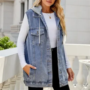 AVERY HOODED DENIM VEST