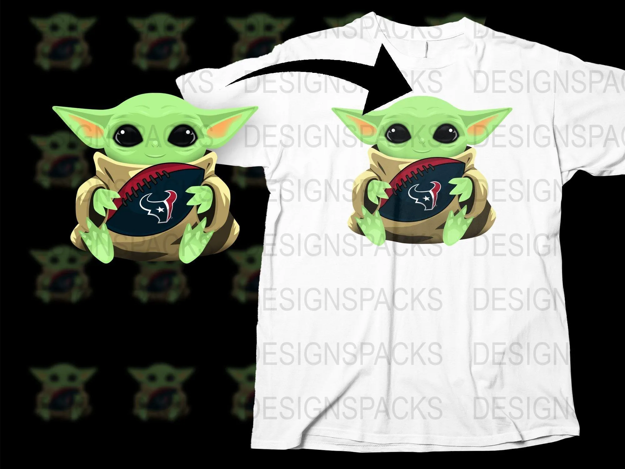 Baby Alien Holding Houston Texans Logo Football Png Digital Download