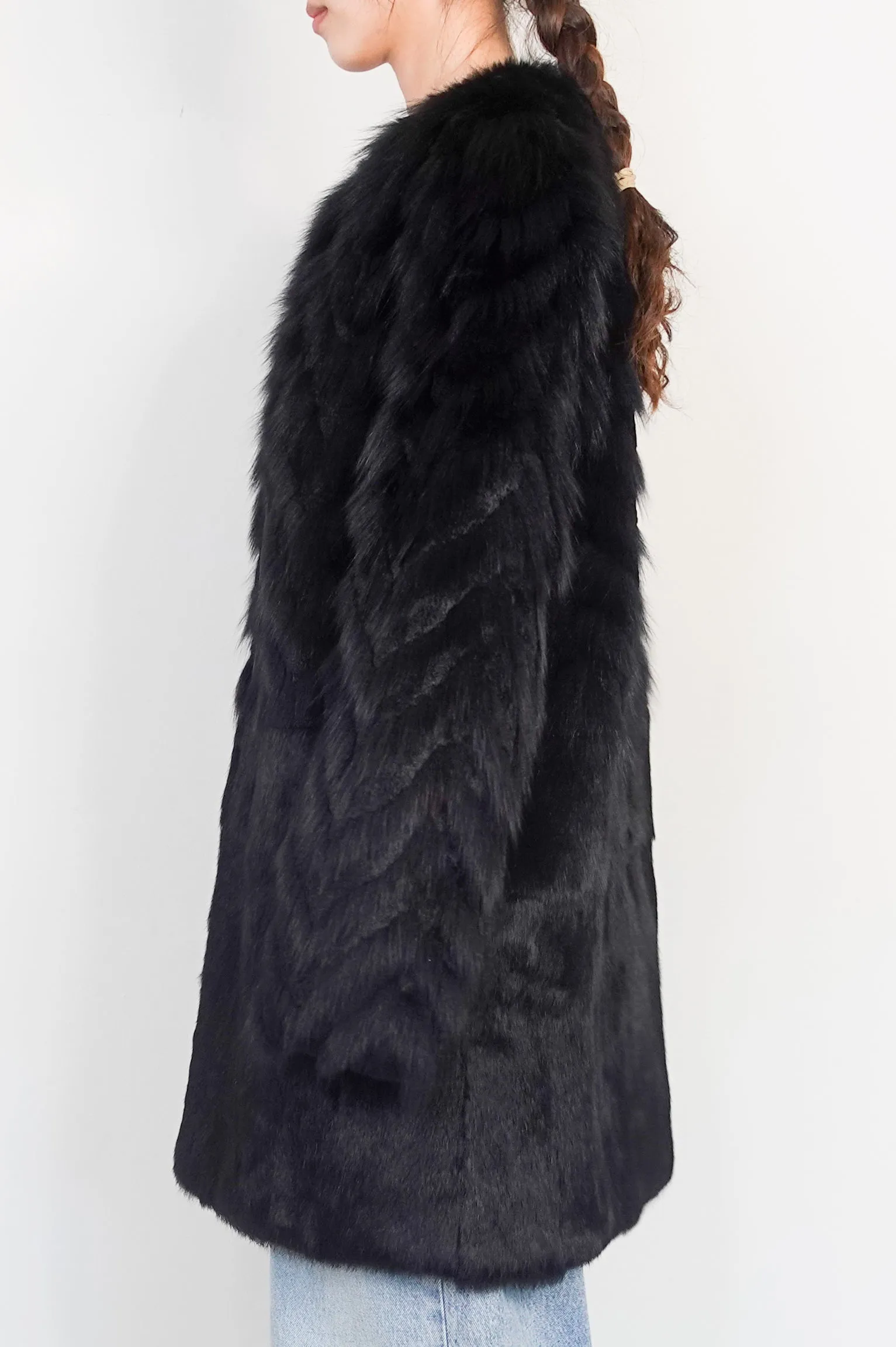 Black rabbit new fur Coat RRP £800