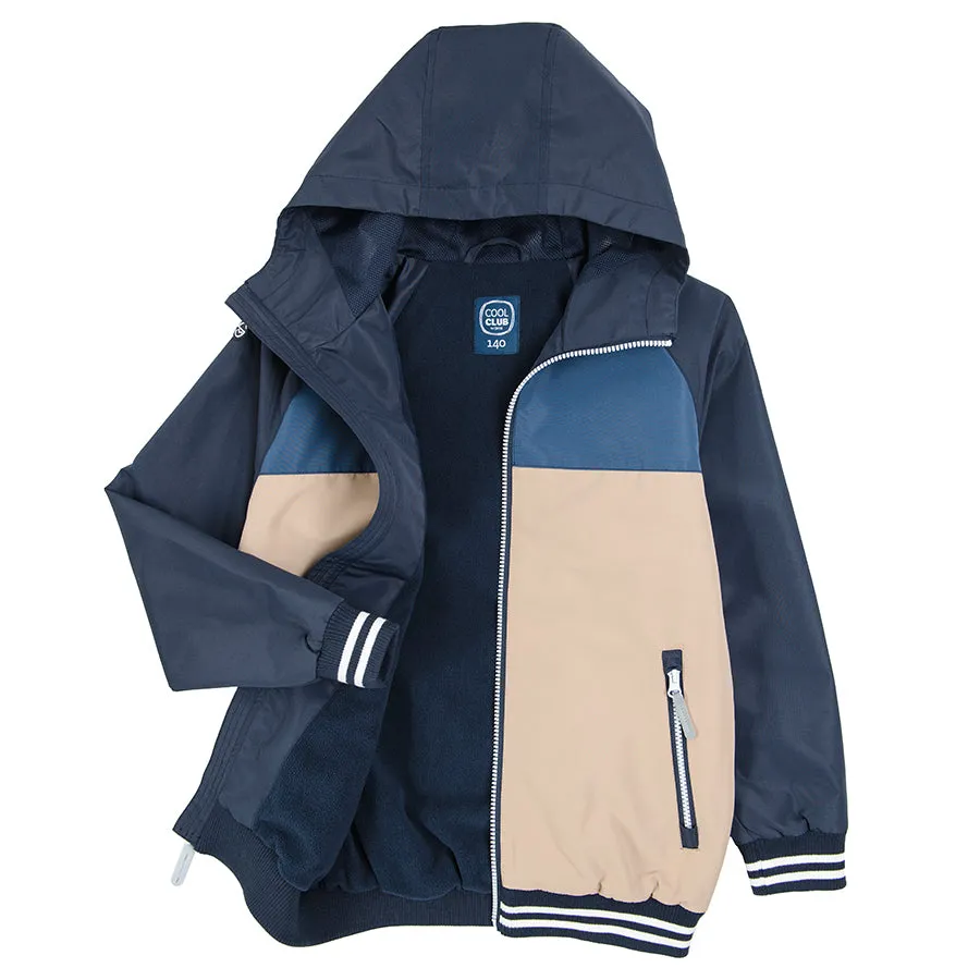 Boy's Hooded Jacket Navy Blue Beige CC COB2520228