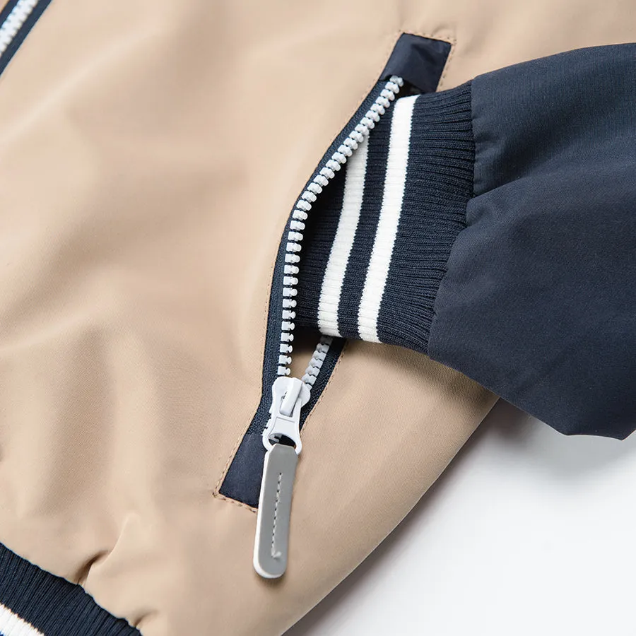 Boy's Hooded Jacket Navy Blue Beige CC COB2520228