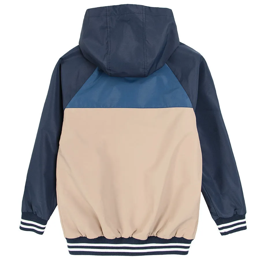 Boy's Hooded Jacket Navy Blue Beige CC COB2520228