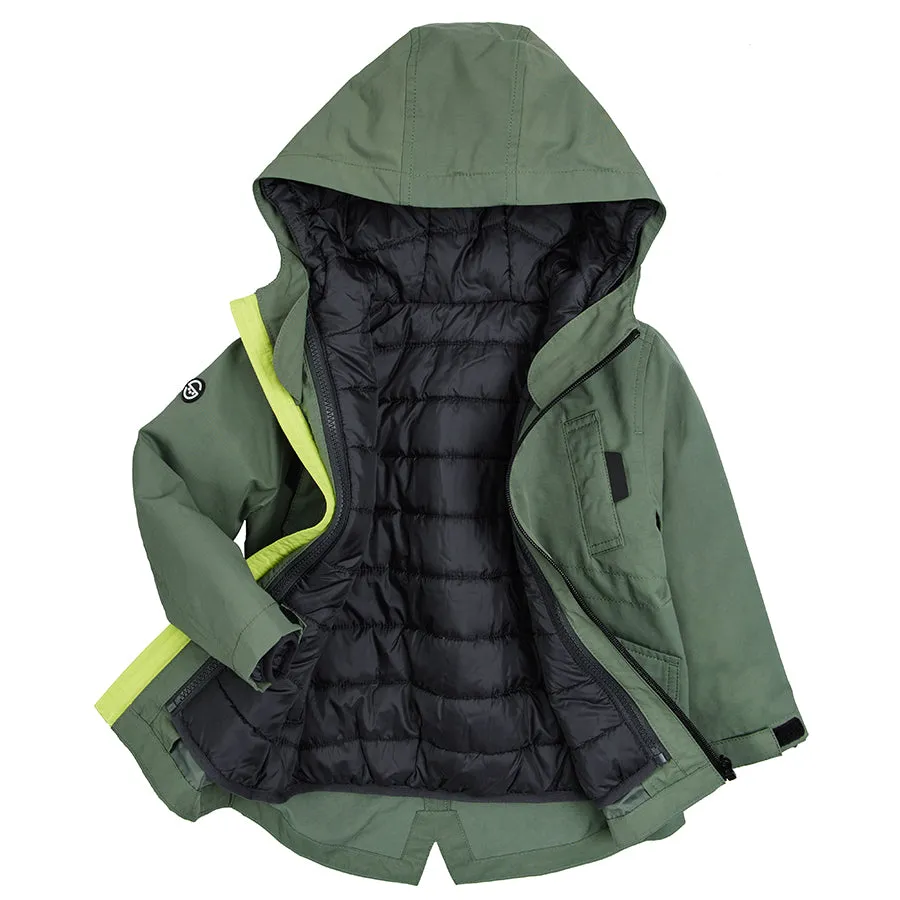 Boy's Jacket with Hood, 3 in1, Green and Black CC COB2510219-00