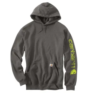 Carhartt Men's Carbon Heather Midweight Signature Sleeve Polo Hooded Sweatshirt