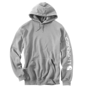Carhartt Men's Heather Grey Midweight Signature Sleeve Logo Hooded Sweatshirt