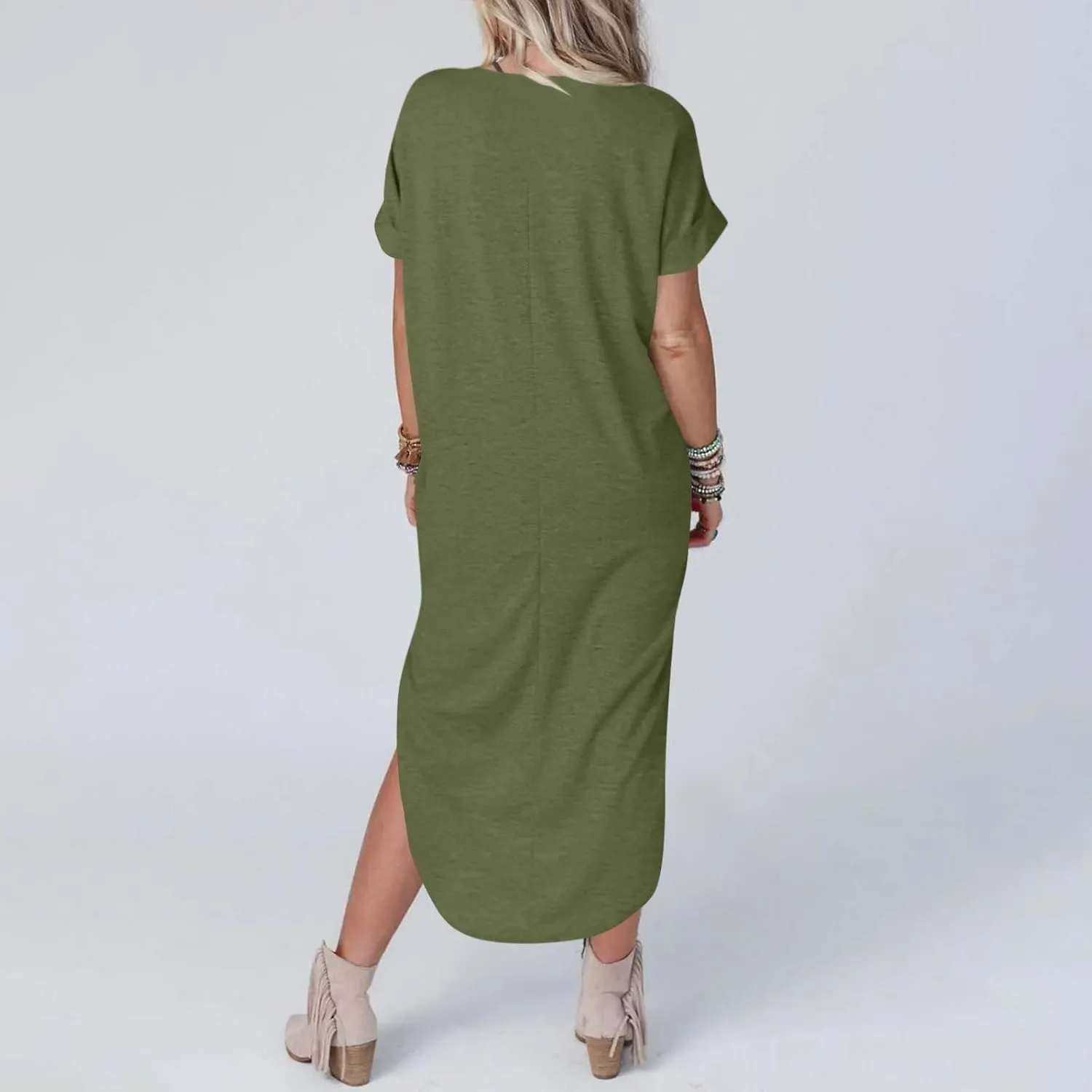 Casual Dresses for Women Summer Short Sleeve T-Shirt Dress Swing A Line Beach Vacation Sundresses with Pockets
