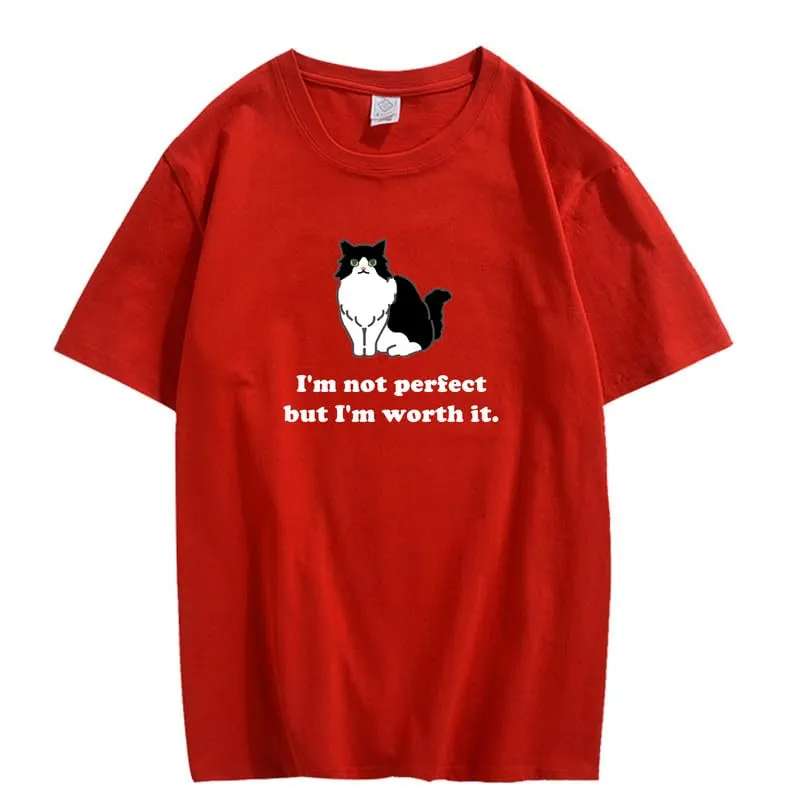 CORIRESHA Women's Cute Cat Crewneck Short Sleeve Casual Loose Cotton Personalized T-Shirt
