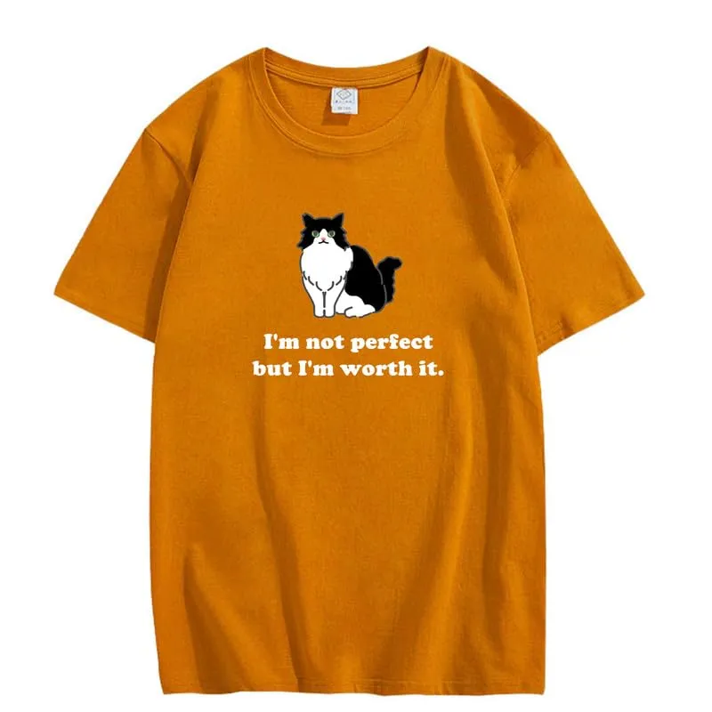 CORIRESHA Women's Cute Cat Crewneck Short Sleeve Casual Loose Cotton Personalized T-Shirt