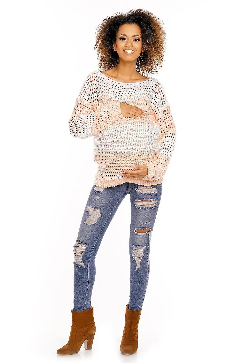 Delicate Openwork Oversize Pregnancy Sweater  PeeKaBoo