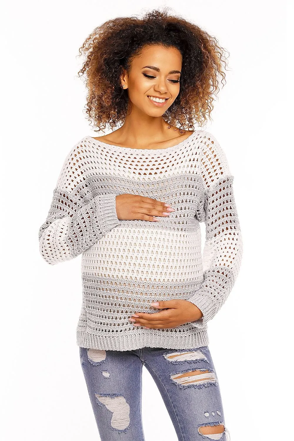 Delicate Openwork Oversize Pregnancy Sweater  PeeKaBoo