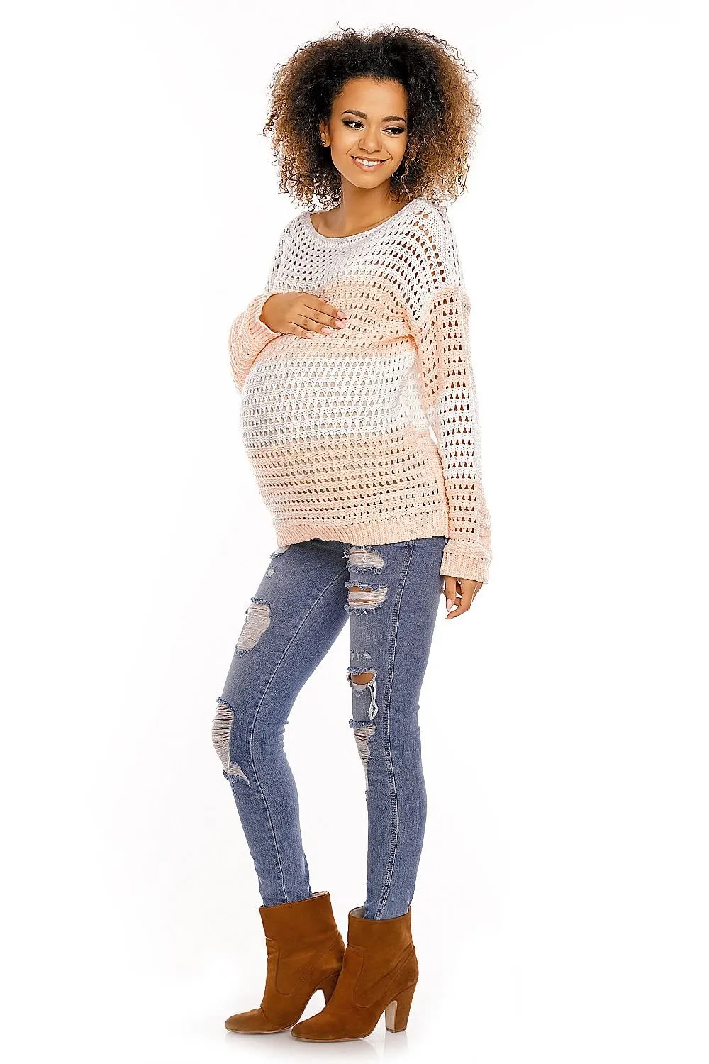 Delicate Openwork Oversize Pregnancy Sweater  PeeKaBoo