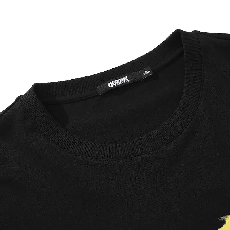 Emoji Letter Print Velcro Embroidery Label T-Shirt