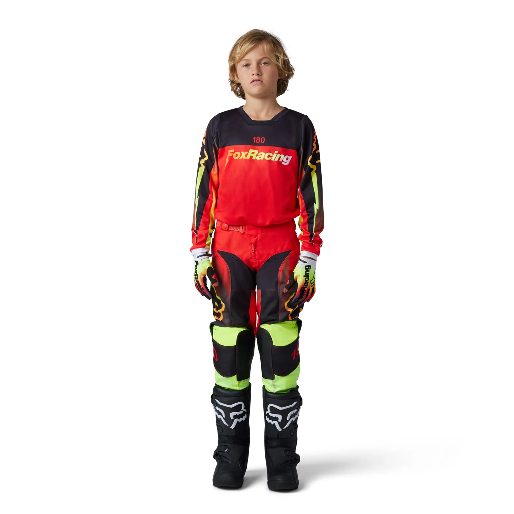 Fox Racing 180 Youth Statk Offroad Pants Flo Red