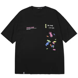 Fun Candy Print Pocket Cotton T-Shirt