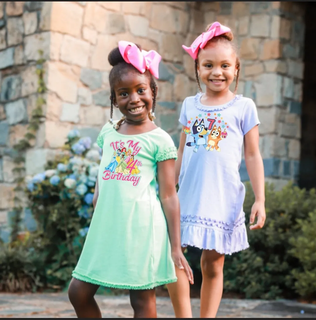 Girls Summer Dress - Lavender or Teal