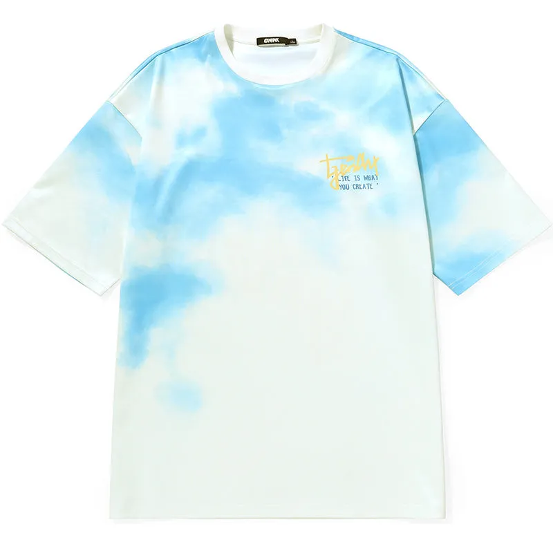 Gradient Cartoon Bowling Bottle Print T-Shirt
