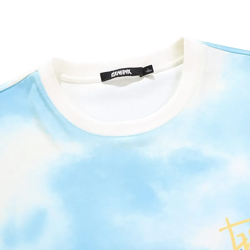 Gradient Cartoon Bowling Bottle Print T-Shirt