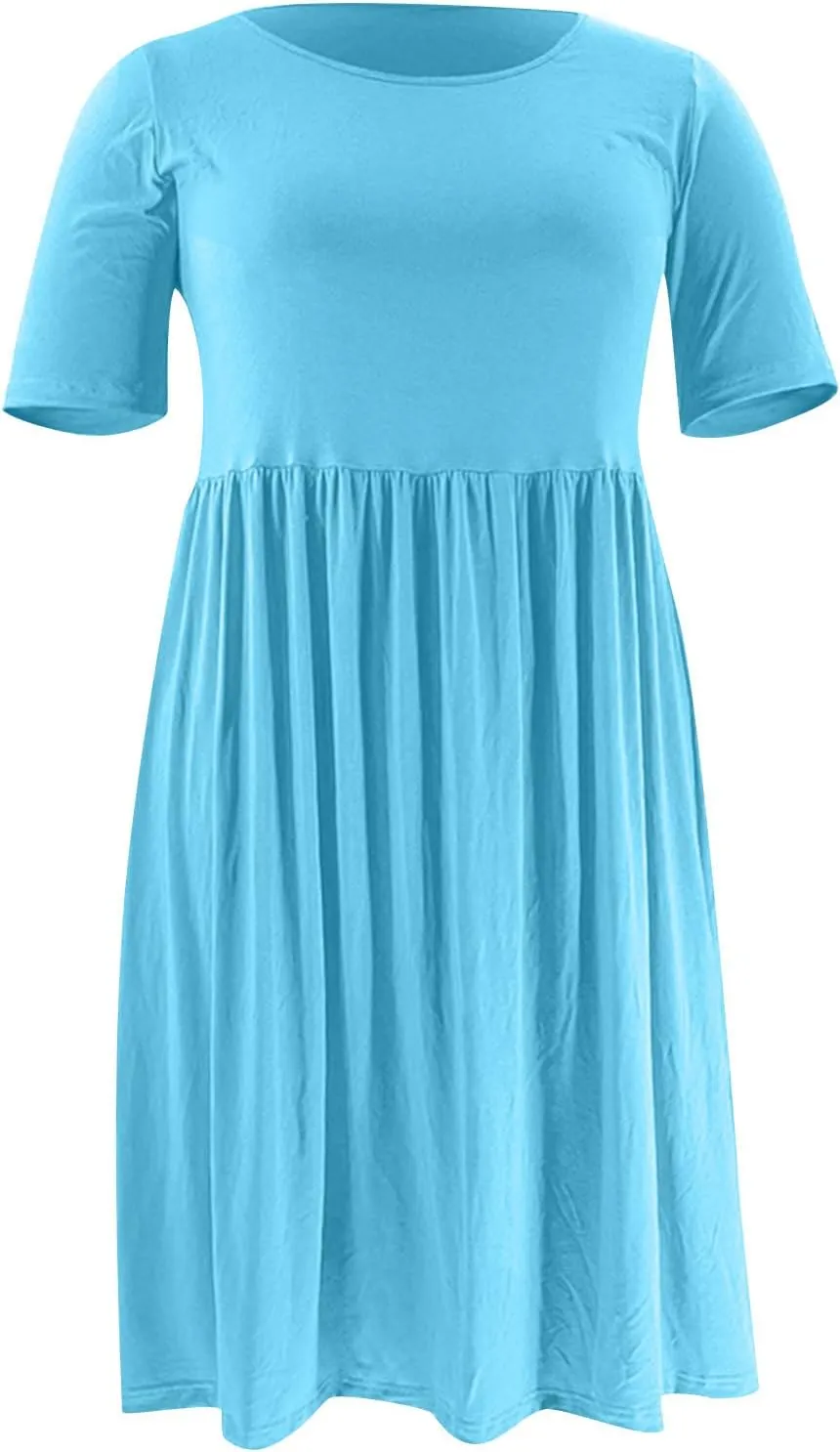 hlysgo Summer Mini Dress for Women Casual Loose Fit Short Sleeve Crew Neck Beach Dresses Trendy Ladies Short Tunic Dress