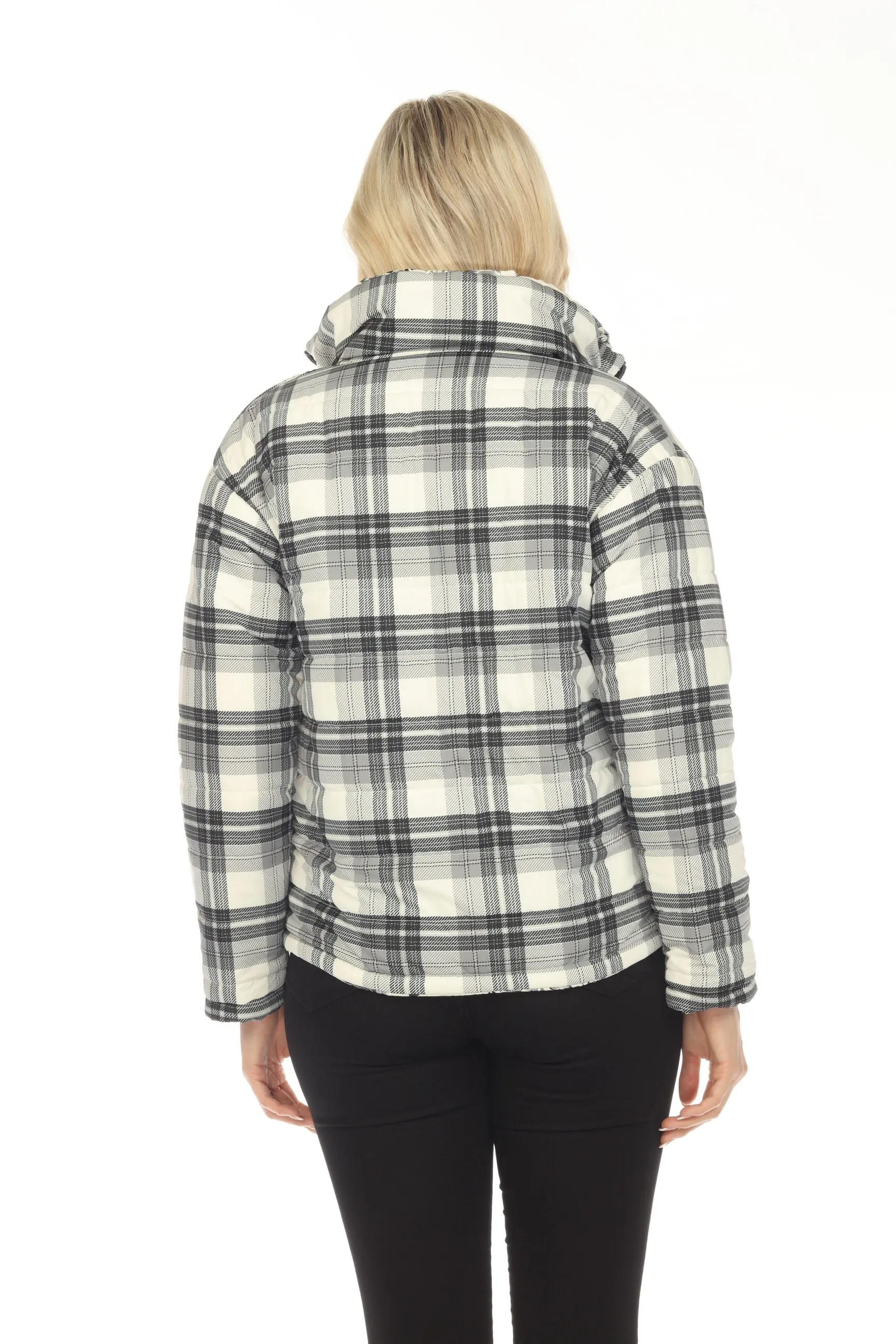 Johnny Was Ivory Dreamer Reversible Floral Plaid Zip Front Jacket Boho Chic R47223