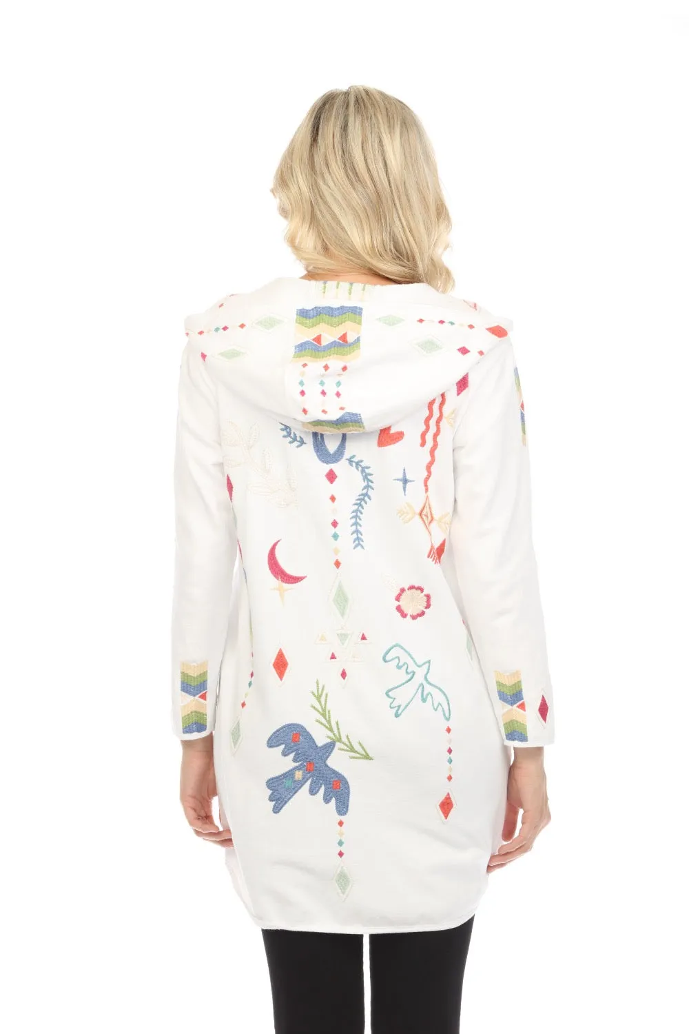 Johnny Was JWLA White Milley French Terry Zip Up Coat Boho Chic J40224