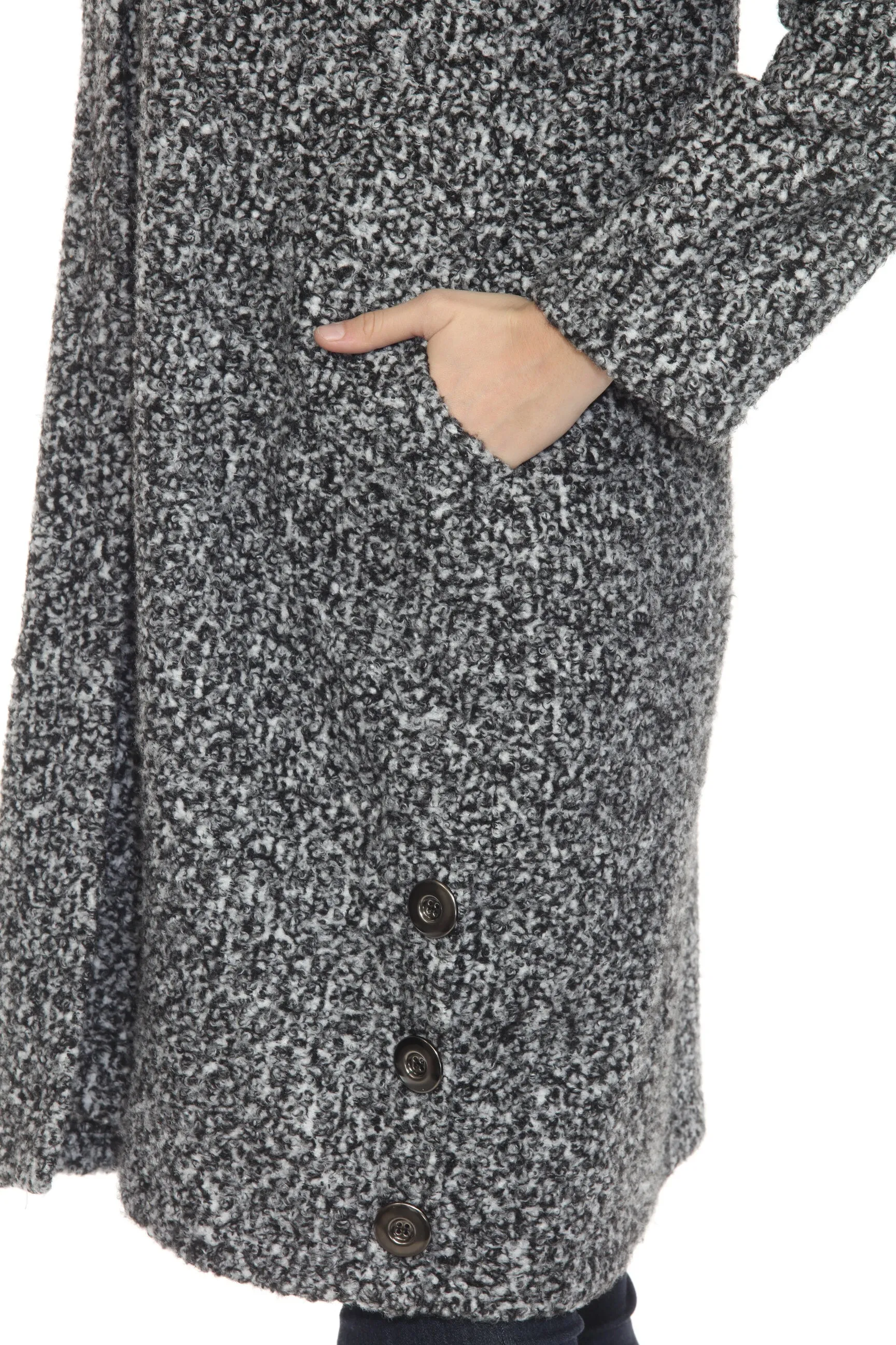 Joseph Ribkoff Grey Melange Relaxed Hooded Bouclé Coat 244100