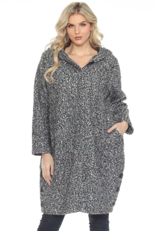 Joseph Ribkoff Grey Melange Relaxed Hooded Bouclé Coat 244100