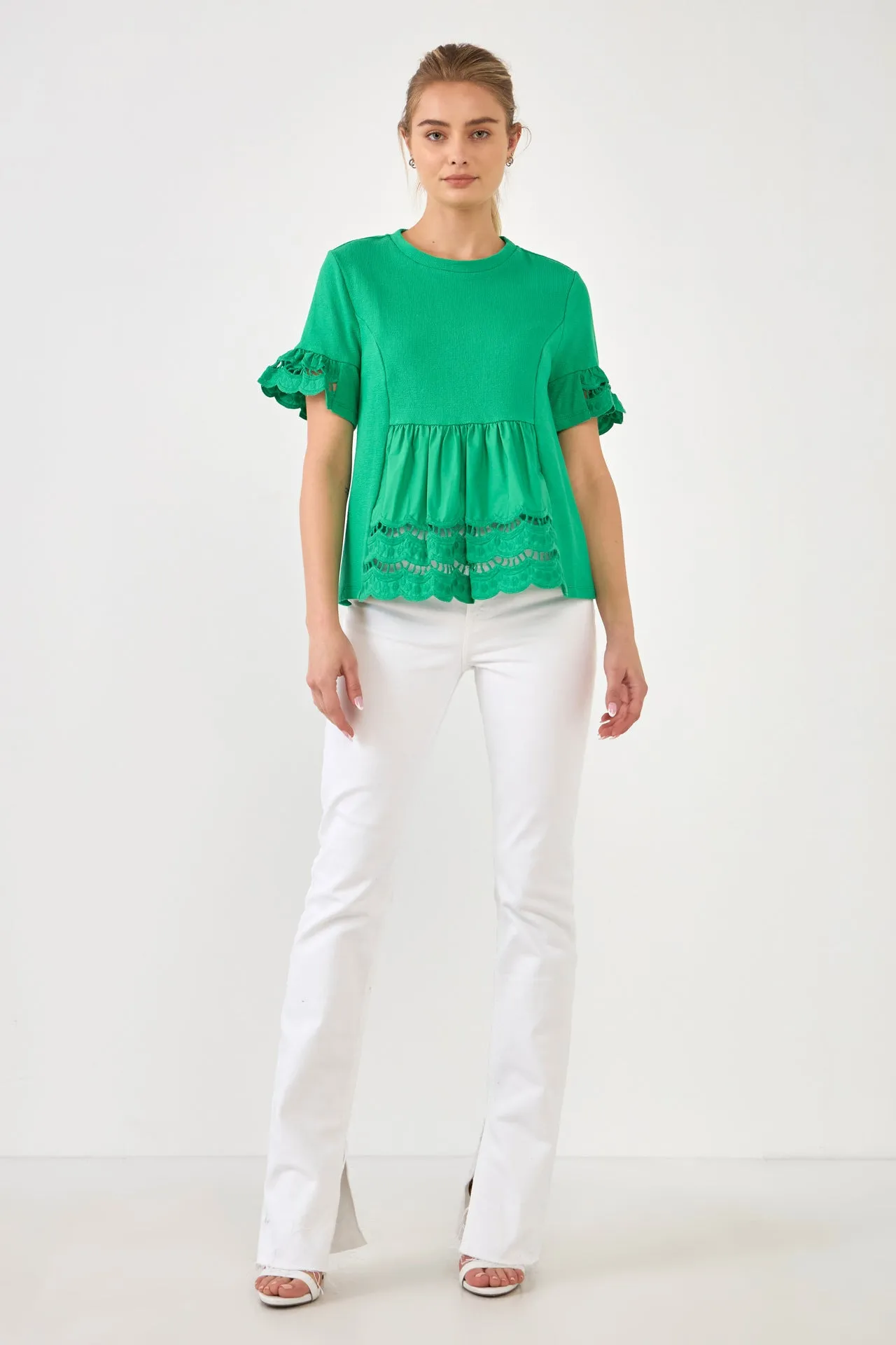 Knit Eyelet Mixed T-Shirts