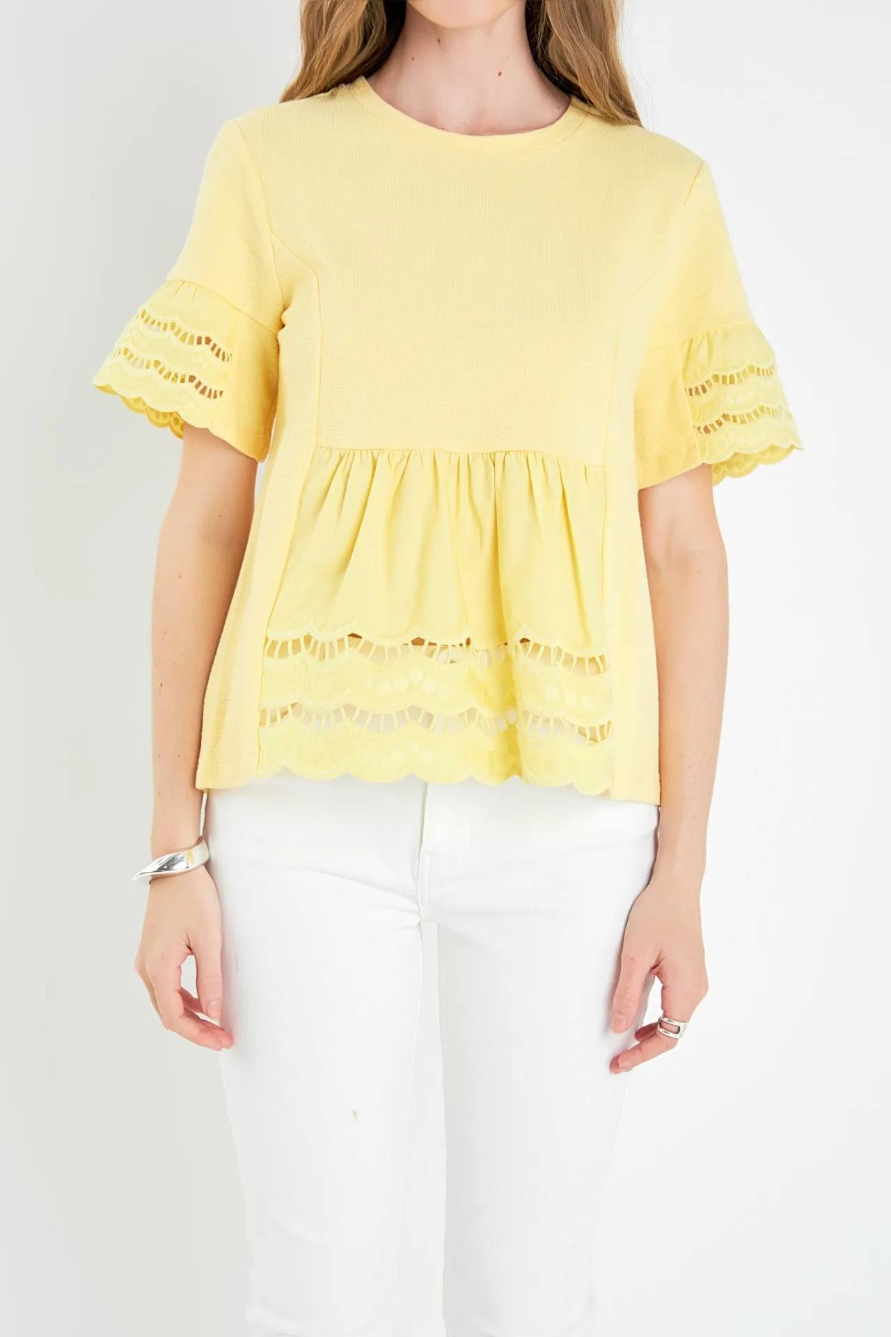 Knit Eyelet Mixed T-Shirts