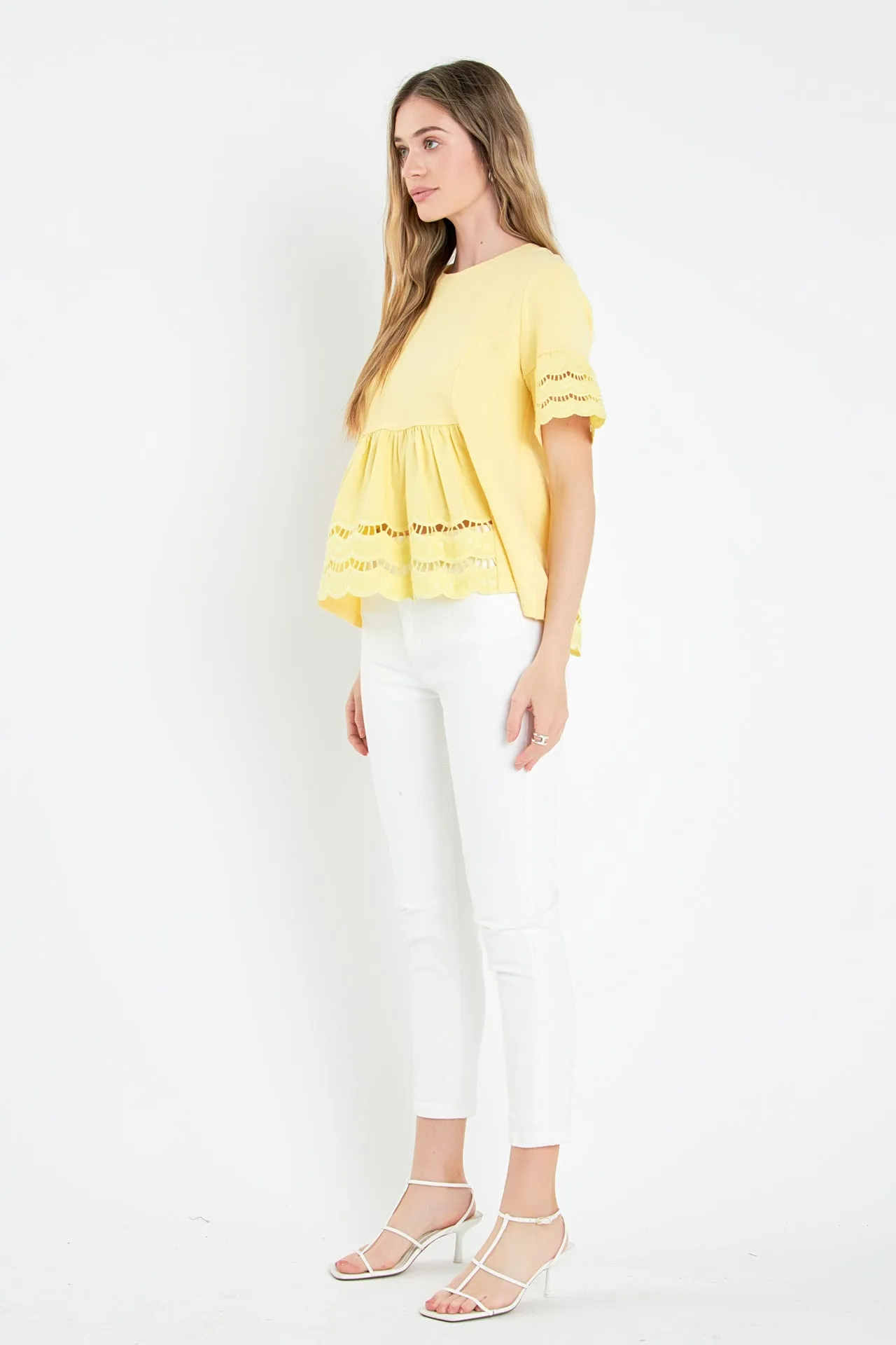 Knit Eyelet Mixed T-Shirts