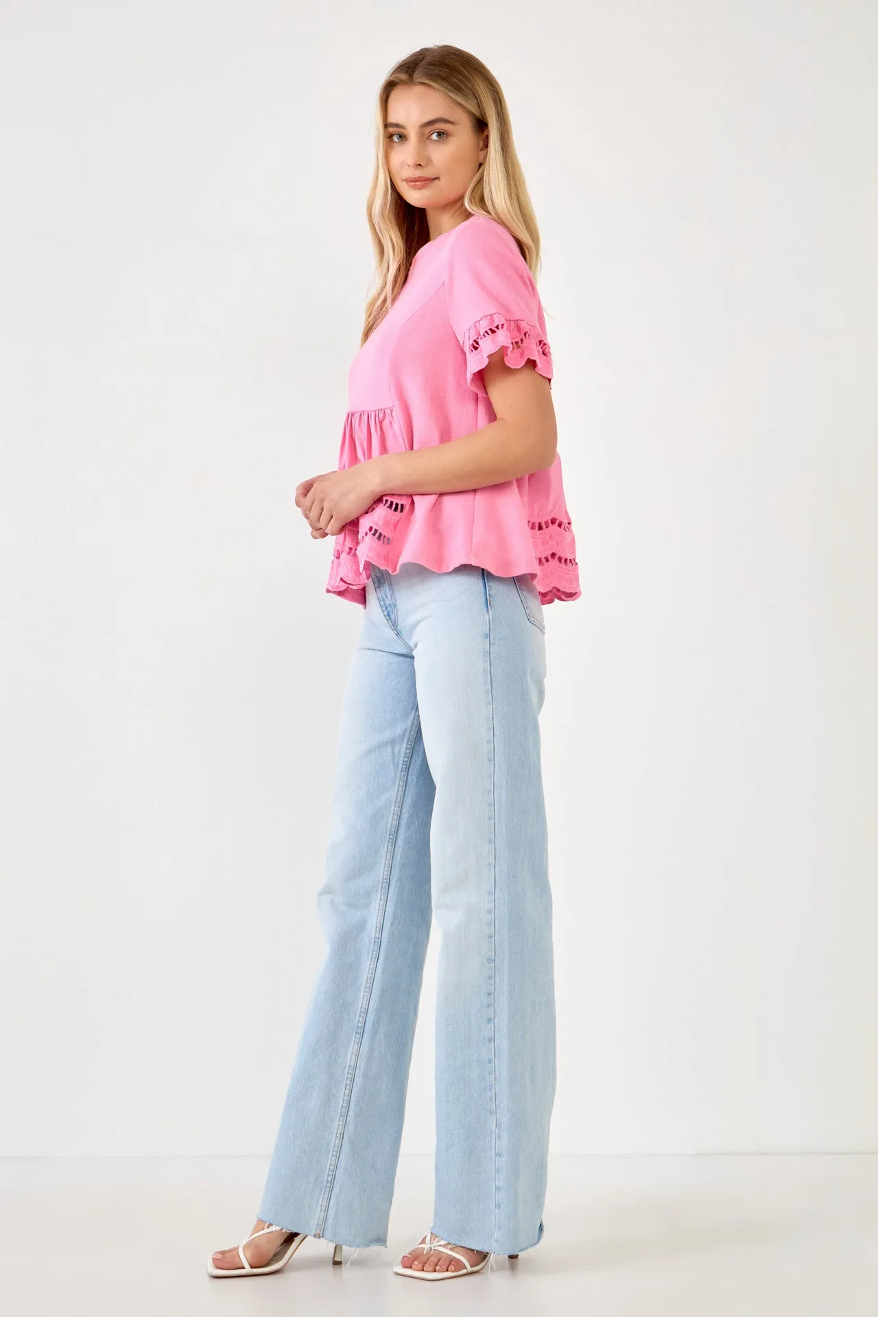 Knit Eyelet Mixed T-Shirts