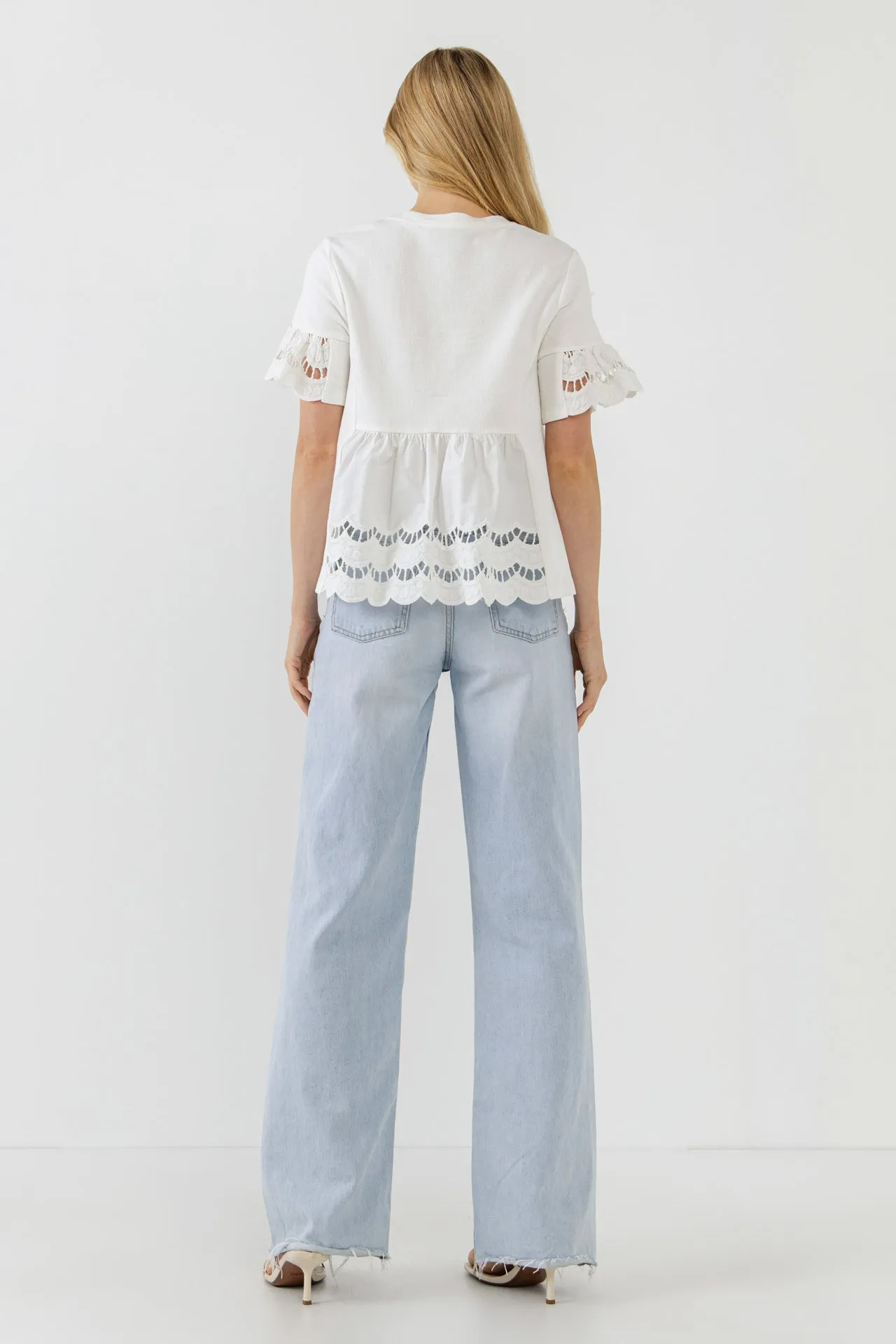 Knit Eyelet Mixed T-Shirts