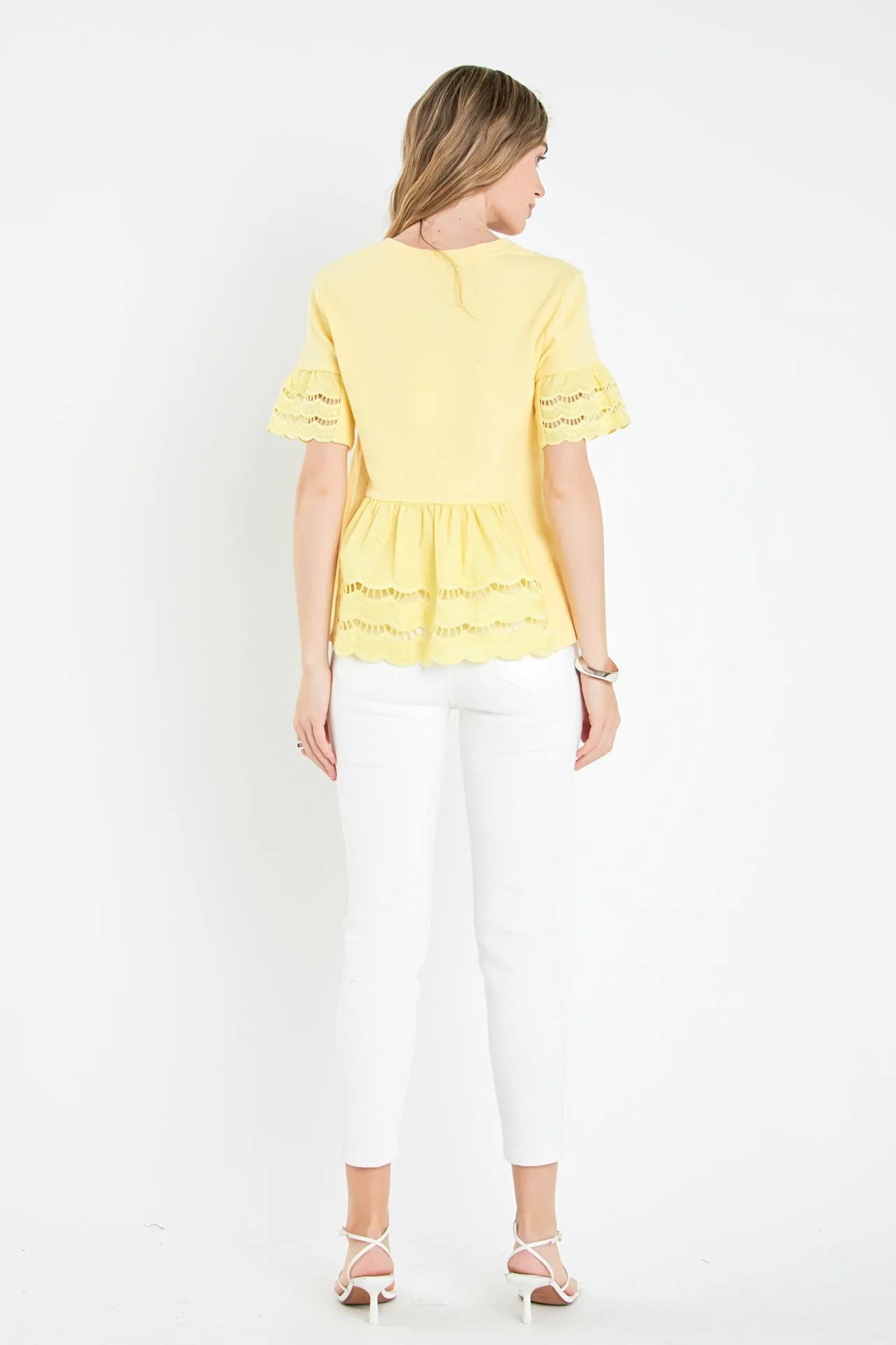 Knit Eyelet Mixed T-Shirts