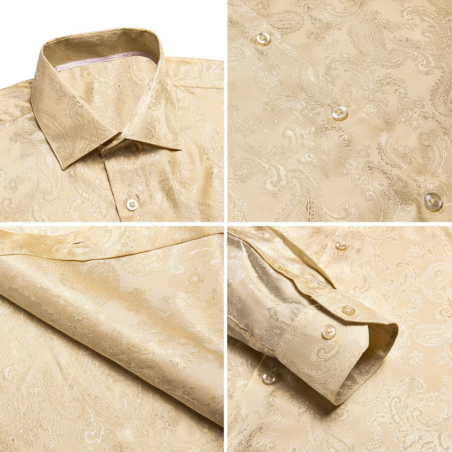 Light Yellow Paisley Silk Men's Shirt