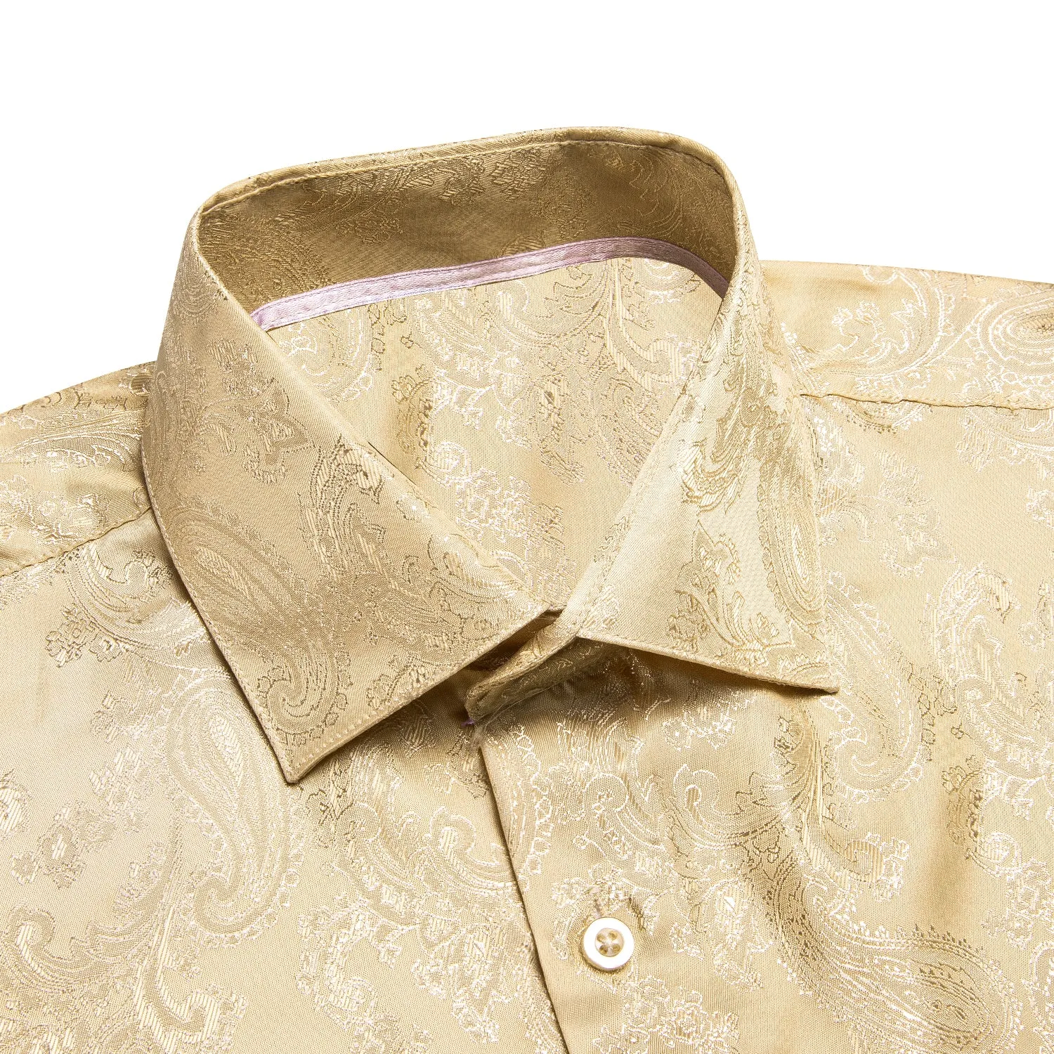 Light Yellow Paisley Silk Men's Shirt