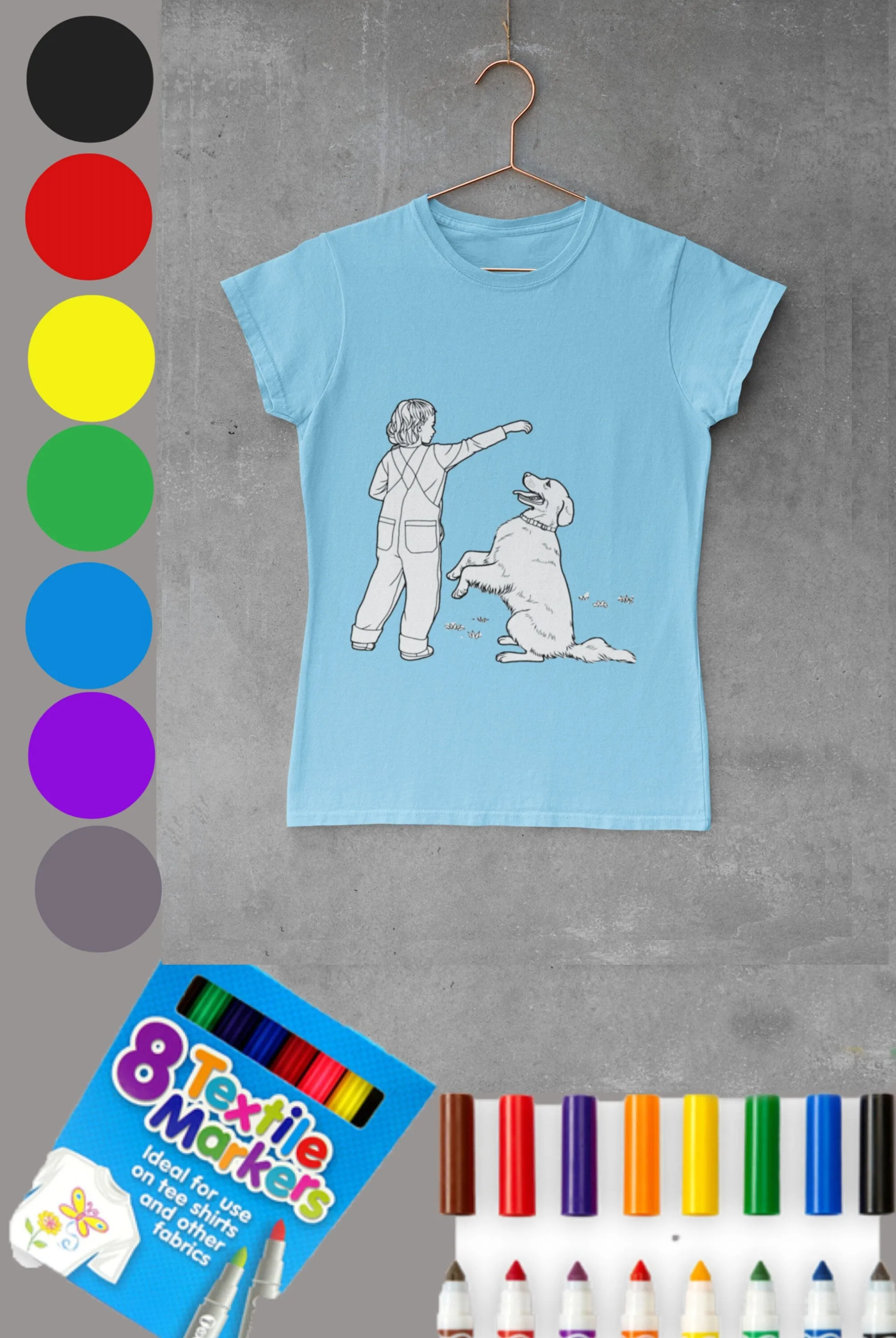 Little Girl Labrador Retriever DIY Coloring T-shirt,Fabric Pens,Valentine,Easter,Christmas,Thanksgiving,Birthday,Graduation,Anniversary gift