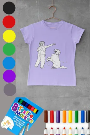Little Girl Labrador Retriever DIY Coloring T-shirt,Fabric Pens,Valentine,Easter,Christmas,Thanksgiving,Birthday,Graduation,Anniversary gift