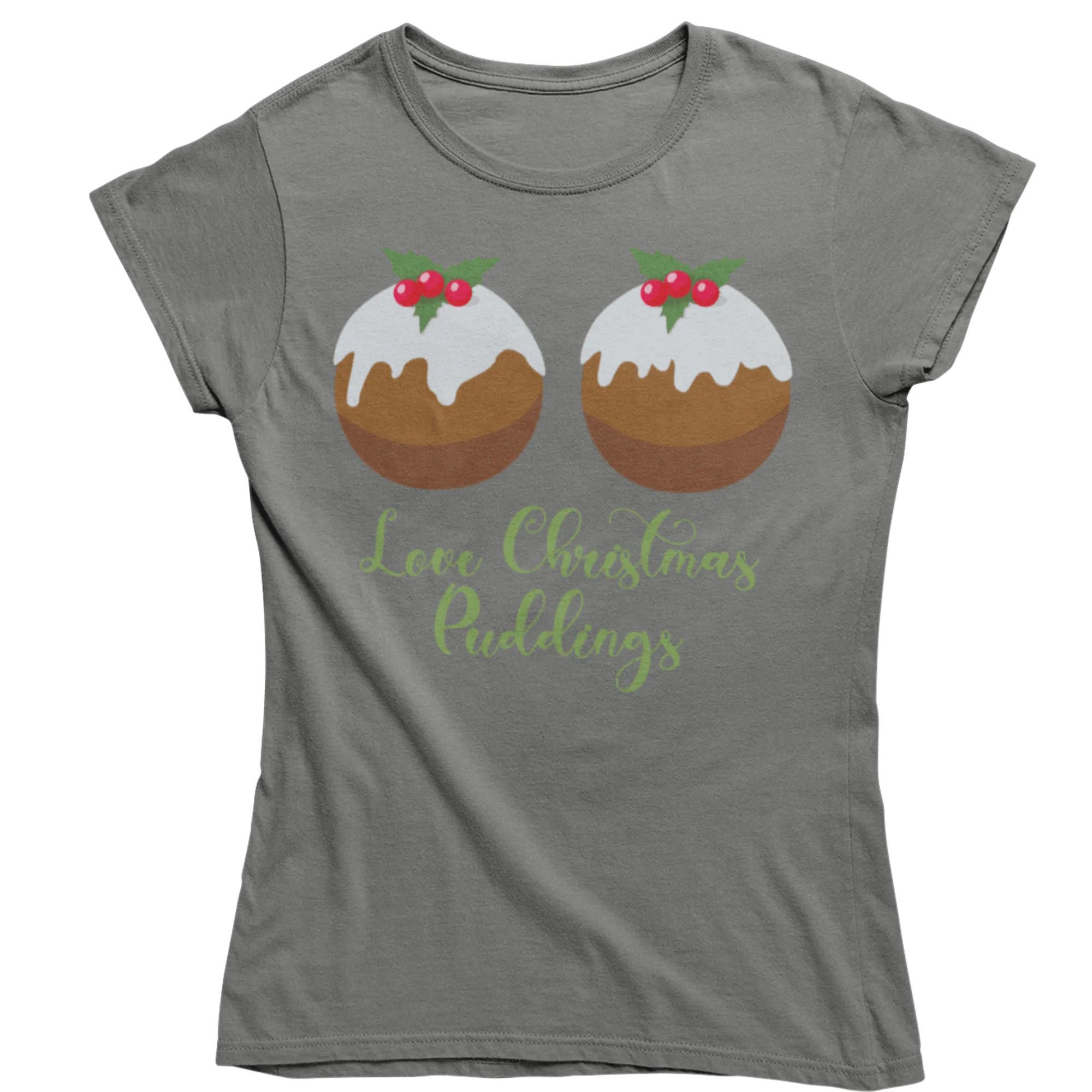 Love Christmas Puddings Fitted Womens T-Shirt