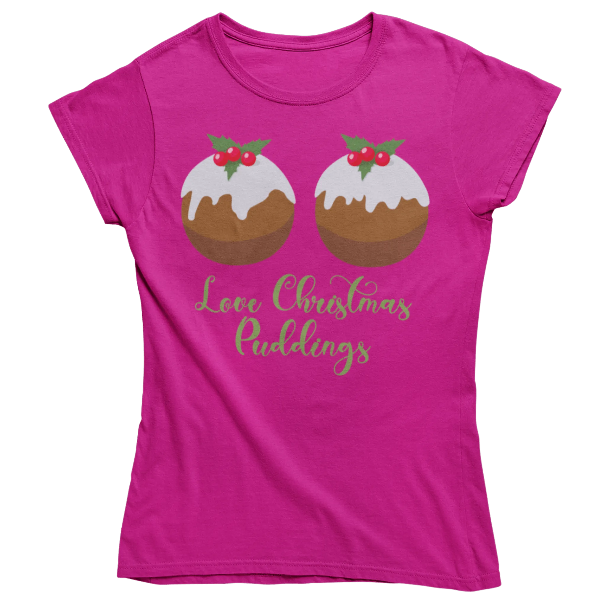 Love Christmas Puddings Fitted Womens T-Shirt